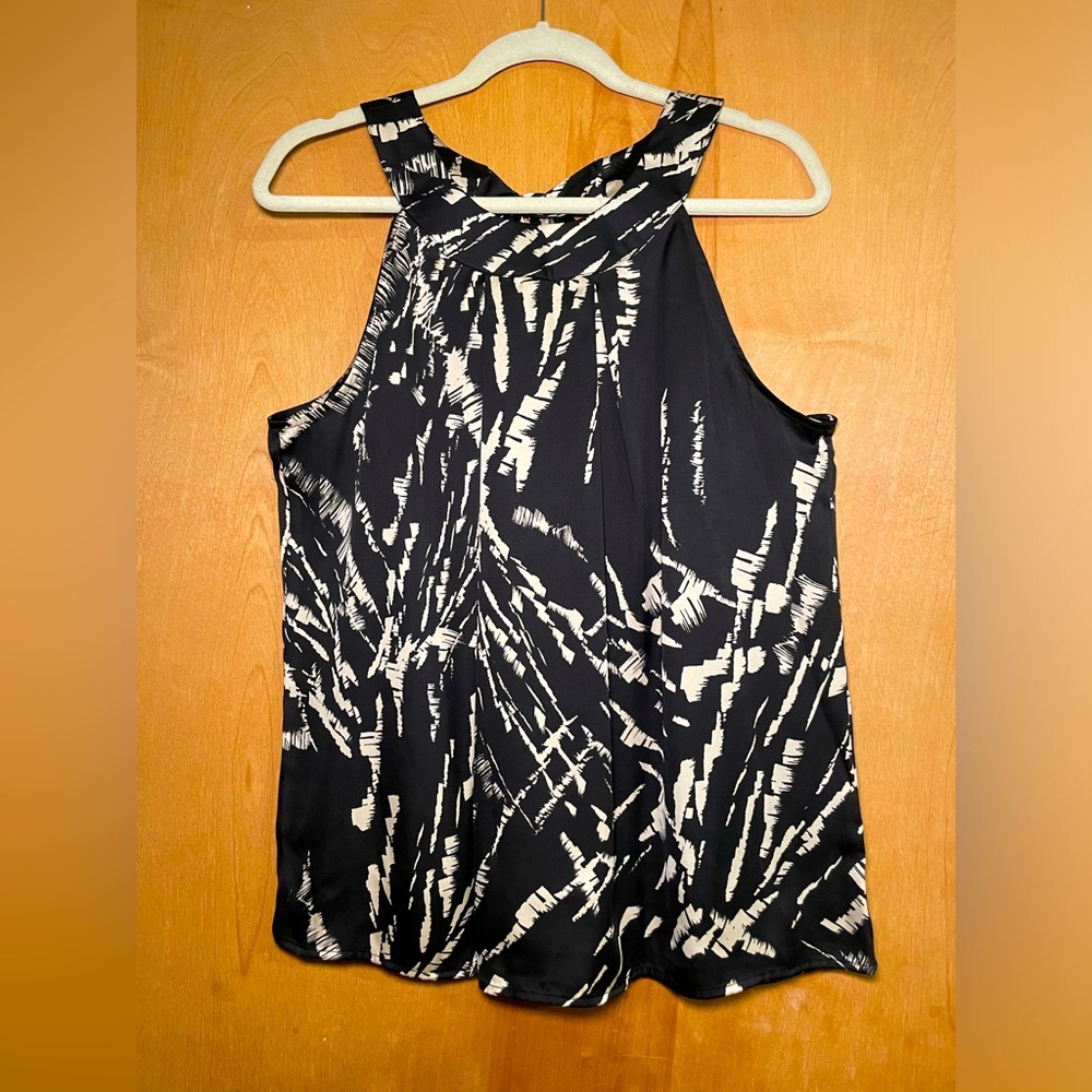 A.N.A women’s black and cream halter top, size large. NWT.